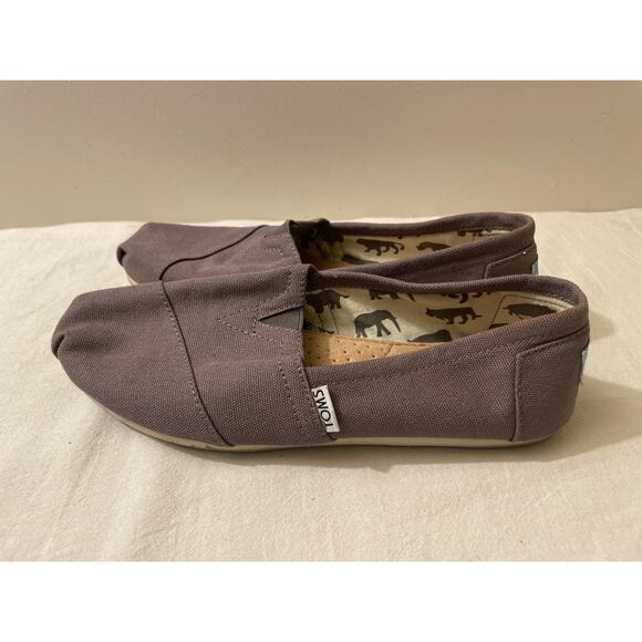 Toms Alpargata Women's‎ Size 7 Slip On Canvas Flats Shoes Gray Beige - Picture 3 of 7